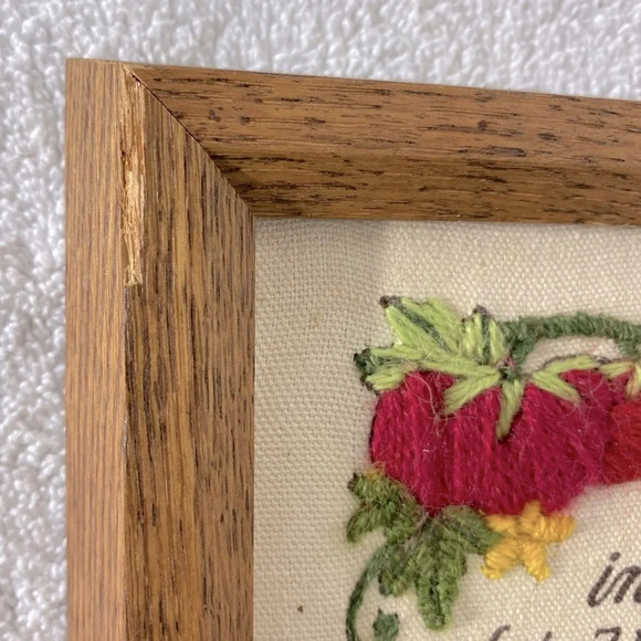 Vintage Handmade Framed Embroidered Kitchen Tips Wall Decor - Picture 3 of 13